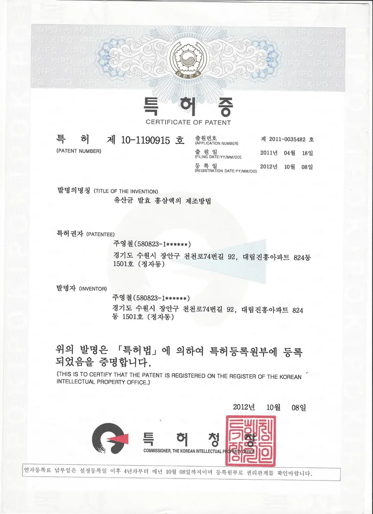 발효 홍삼액